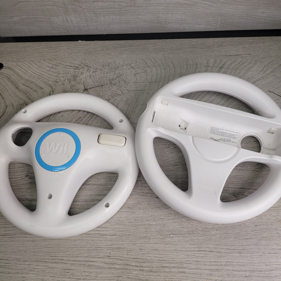 Nintendo Other - Nintendo Wii Steering Wheel Controller White Blue 2 Pack - Used